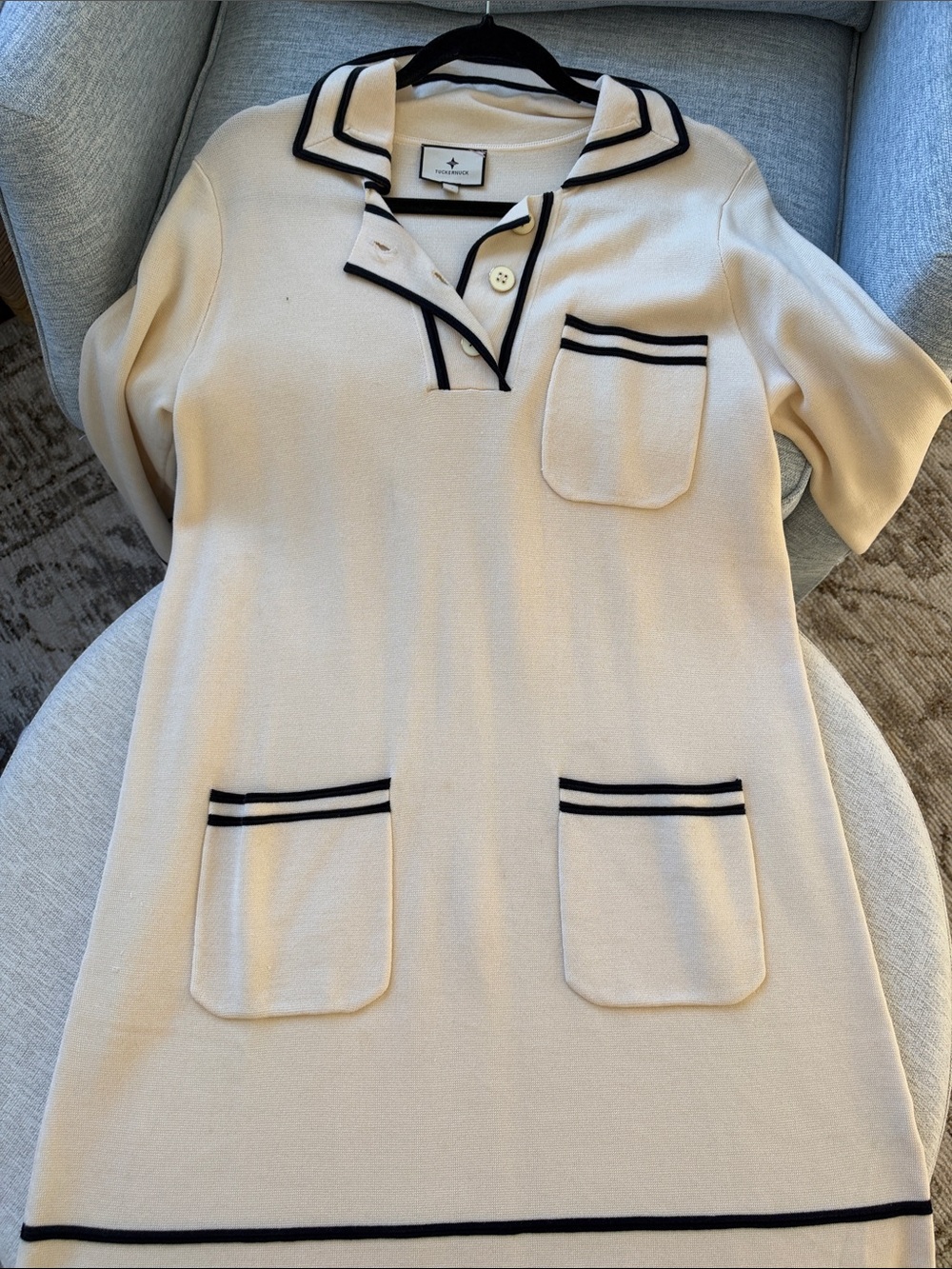 Tuckernuck Cream Mini Dress with Black Contrast Trim